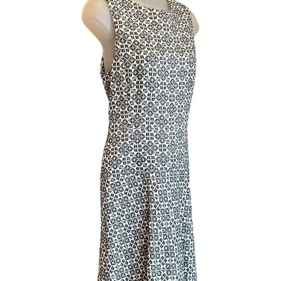 Sz 4 TORY BURCH Designer Geometric Sleeveless Fit and Flare Jewel Neck Dress EUC - Picture 4 of 16